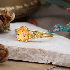 Romantic 4-Prong Pear-Cut Citrine Engagement Ring