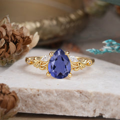 Romantic 4-Prong Pear-Cut Tanzanite Engagement Ring
