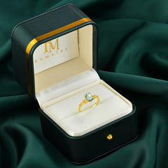 Romantic 4-prong pear-cut Natural Moss Agate engagement ring