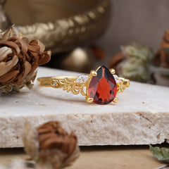 Romantic 4-Prong Pear-Cut Garnet Engagement Ring