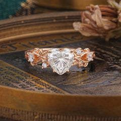 Woodland 4 Prong Heart Moissanite Wedding Ring