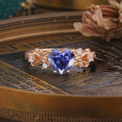 Woodland 4 Prong Heart Tanzanite Wedding Ring