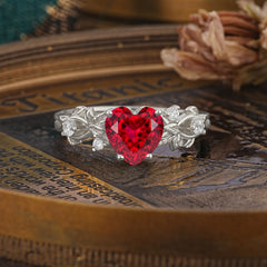 Woodland 4 Prong Heart Ruby Wedding Ring