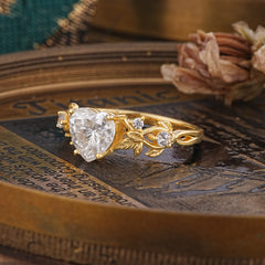 Woodland 4 Prong Heart Moissanite Wedding Ring