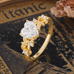 Woodland 4 Prong Heart Moissanite Wedding Ring