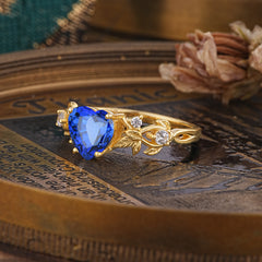 Woodland 4 Prong Heart Sapphire Wedding Ring