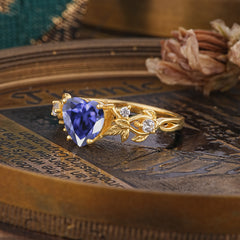 Woodland 4 Prong Heart Tanzanite Wedding Ring
