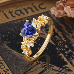 Woodland 4 Prong Heart Tanzanite Wedding Ring
