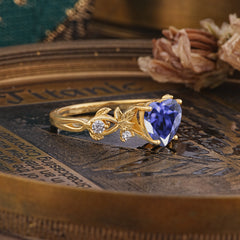 Woodland 4 Prong Heart Tanzanite Wedding Ring