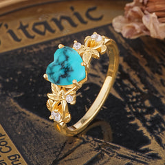 Woodland 4 Prong Heart Turquoise Wedding Ring