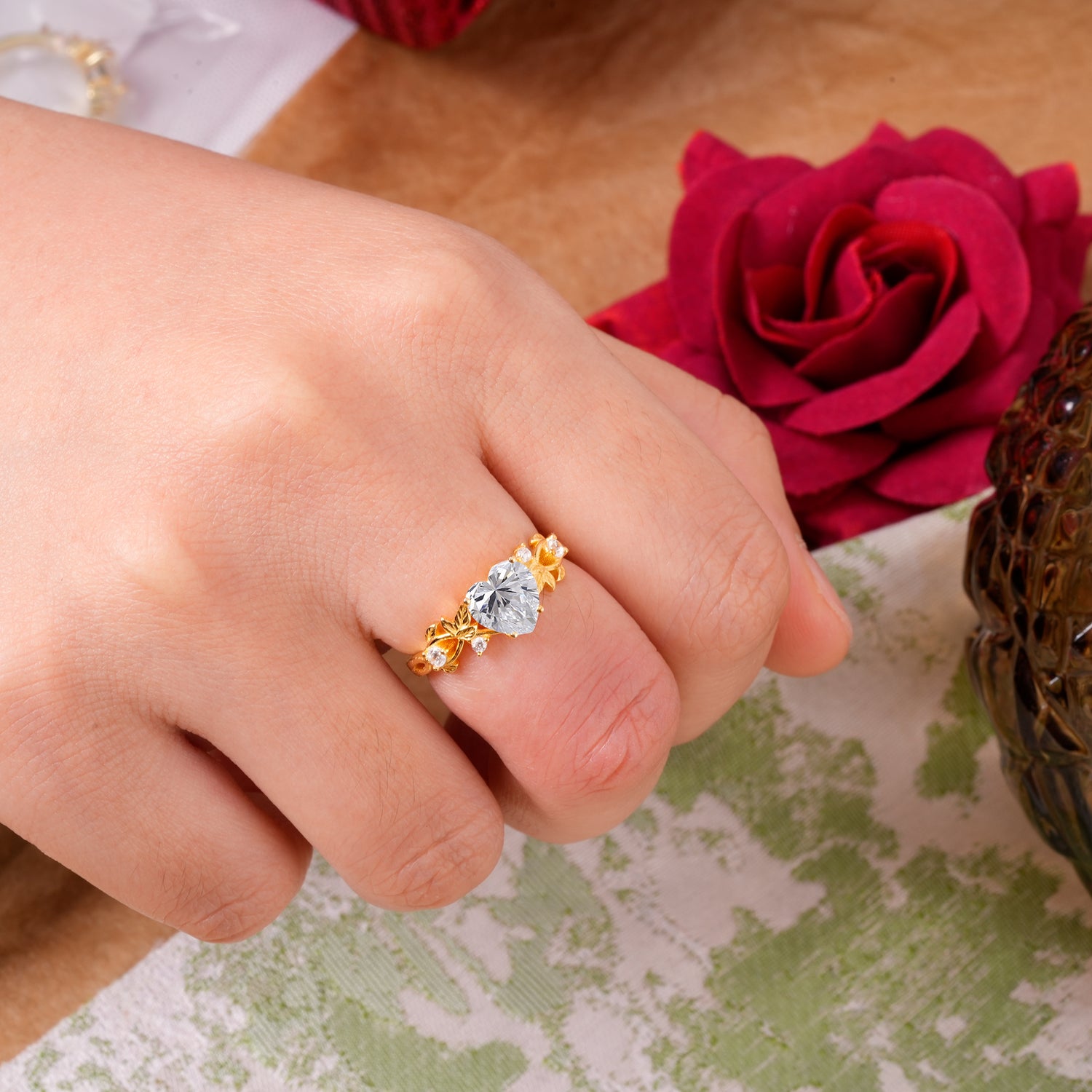 Woodland 4 Prong Heart Lab Diamond Engagement Ring