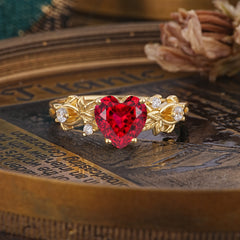 Woodland 4 Prong Heart Ruby Wedding Ring