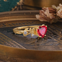 Woodland 4 Prong Heart Ruby Wedding Ring