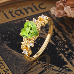 Woodland 4 Prong Heart Peridot Wedding Ring