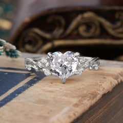 3 Prong Heart Shaped Moissanite Engagement Ring Full of Love