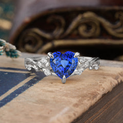 3 Prong Heart Shaped Sapphire Engagement Ring Full of Love