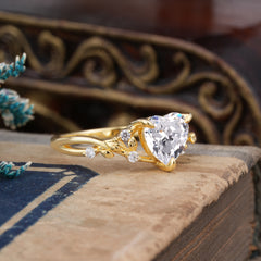 3 Prong Heart Shaped Moissanite Engagement Ring Full of Love