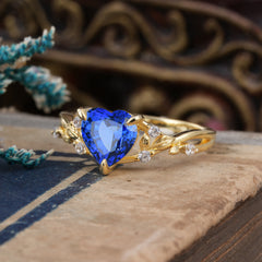 3 Prong Heart Shaped Sapphire Engagement Ring Full of Love