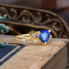 3 Prong Heart Shaped Sapphire Engagement Ring Full of Love