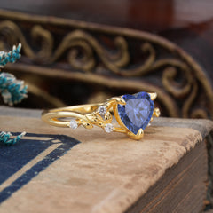 Romantic Heart Shape Nature-Inspired Tanzanite Engagement Ring