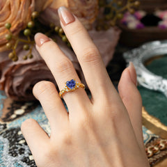 Romantic Heart Shape Nature-Inspired Tanzanite Engagement Ring