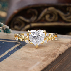 Romantic Heart Shape Natural Lab Diamond Engagement Ring