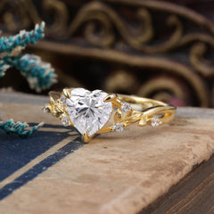 Romantic Heart Shape Natural Lab Diamond Engagement Ring