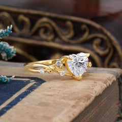Romantic Heart Shape Natural Lab Diamond Engagement Ring
