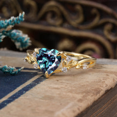 Romantic Heart Shape Natural Alexandrite Engagement Ring
