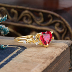 Romantic Heart Shape Natural Ruby Engagement Ring