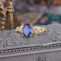 Boho 4 Prong Oval Tanzanite Wedding Ring