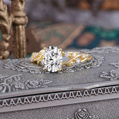 Boho 4 Prong Oval Lab Diamond Wedding Ring