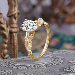 Boho 4 Prong Oval Lab Diamond Wedding Ring