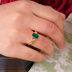 Boho 4 Prong Oval Emerald Wedding Ring