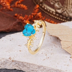 Nature Inspired 4 Prong Heart Shaped Turquoise Wedding Ring