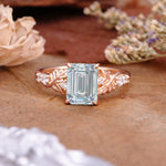 Nature-Inspired Emerald Cut Lab Diamond Engagement Ring - Additional view