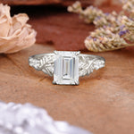 Nature-Inspired Emerald Cut Moissanite Engagement Ring - Additional view