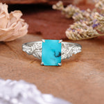 Nature-Inspired Emerald Cut Turquoise Engagement Ring - Additional view