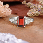 Nature-Inspired Emerald Cut Garnet Engagement Ring - Additional view