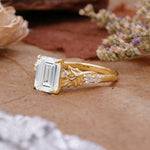 Nature-Inspired Emerald Cut Moissanite Engagement Ring - Additional view