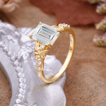 Nature-Inspired Emerald Cut Moissanite Engagement Ring - Additional view