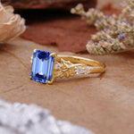 Nature-Inspired Emerald Cut Sapphire Engagement Ring - Additional view