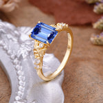 Nature-Inspired Emerald Cut Sapphire Engagement Ring - Additional view
