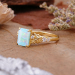 Nature-Inspired Emerald Cut Fire Opal Engagement Ring - Additional view