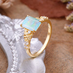 Nature-Inspired Emerald Cut Fire Opal Engagement Ring - Additional view