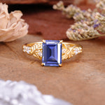 Nature-Inspired Emerald Cut Tanzanite Engagement Ring - Additional view