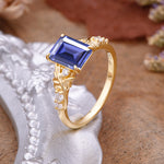 Nature-Inspired Emerald Cut Tanzanite Engagement Ring - Additional view