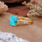 Nature-Inspired Emerald Cut Turquoise Engagement Ring - Additional view
