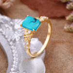 Nature-Inspired Emerald Cut Turquoise Engagement Ring - Additional view