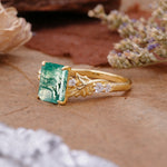 Nature-Inspired Emerald Cut Moss Agate Engagement Ring - Additional view